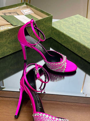 Gucci 749832 Women's High Heel Sandals With Crystals G38279 - US 4=Euro 35 - View 8
