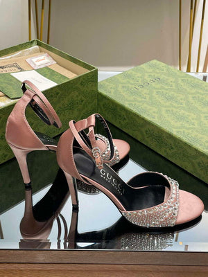 Gucci 749832 Women's High Heel Sandals With Crystals G38280 - US 4=Euro 35 - View 3