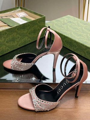 Gucci 749832 Women's High Heel Sandals With Crystals G38280 - US 4=Euro 35 - View 5