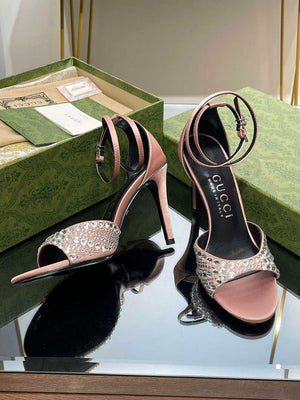 Gucci 749832 Women's High Heel Sandals With Crystals G38280 - US 4=Euro 35 - View 6