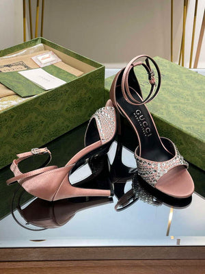 Gucci 749832 Women's High Heel Sandals With Crystals G38280 - US 4=Euro 35 - View 7