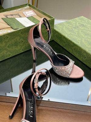 Gucci 749832 Women's High Heel Sandals With Crystals G38280 - US 4=Euro 35 - View 8