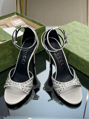 Gucci 749832 Women's High Heel Sandals With Crystals G38281 - US 4=Euro 35 - View 2