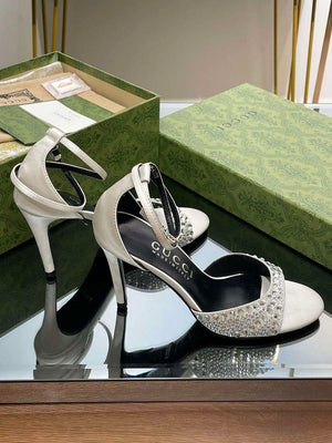 Gucci 749832 Women's High Heel Sandals With Crystals G38281 - US 4=Euro 35 - View 3