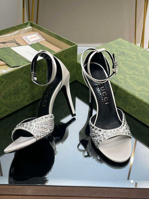 Gucci 749832 Women's High Heel Sandals With Crystals G38281 - US 4=Euro 35 - View 6