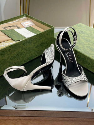 Gucci 749832 Women's High Heel Sandals With Crystals G38281 - US 4=Euro 35 - View 7