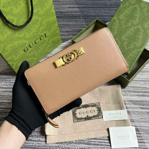 Gucci 750458 Zip wallet with Interlocking G python bow Rose beige - Default Title - View 1