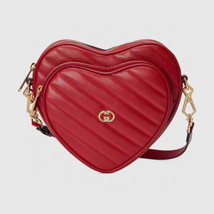 Gucci 751628 Interlocking G Mini Heart Shoulder Bag Red - Default Title - View 1