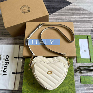Gucci 751628 Interlocking G Mini Heart Shoulder Bag White - Default Title - View 1
