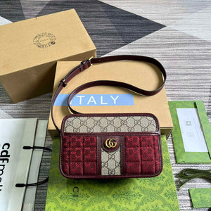 Gucci 751914 Mini GG Canvas Mini Shoulder Bag Red - Default Title - View 1