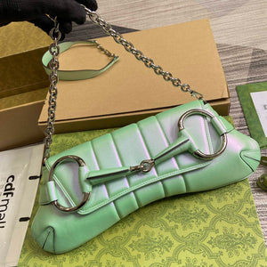 Gucci 764255 Gucci Horsebit Chain Medium Shoulder Bag Symphony green - Default Title - View 4