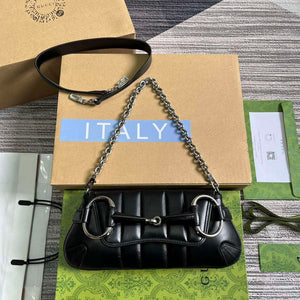 Gucci 764339 Gucci Horsebit Chain Small Shoulder Bag Black - Default Title - View 1