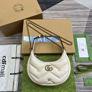 Gucci 770983 GG Marmont Half Moon Shaped Mini Bag White - Default Title - View 1
