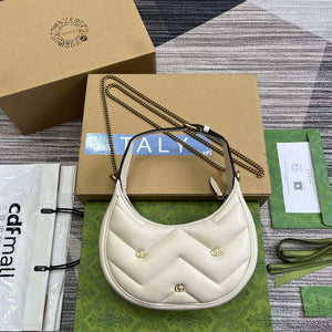 Gucci 770983 GG Marmont Half Moon Shaped Mini Bag White - Default Title - View 2