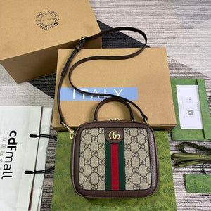 Gucci 772157 Ophidia GG Mini Top Handle Bag Brown - Default Title - View 1