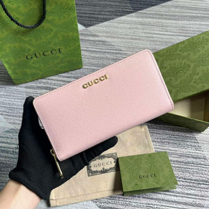 Gucci 772642 Zip Around Wallet With Gucci Script Light Pink - Default Title - View 1