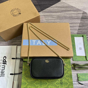 Gucci 772759 GG Marmont Mini Shoulder Bag Black - Default Title - View 1
