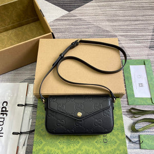 Gucci 772794 GG Super Mini Shoulder Bag Black - Default Title - View 1