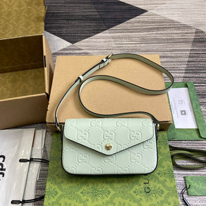 Gucci 772794 GG Super Mini Shoulder Bag Pale green - Default Title - View 1