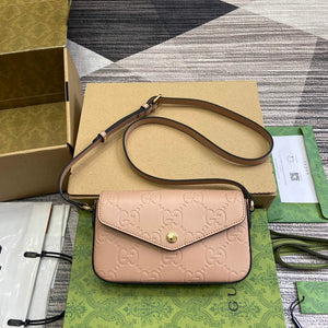 Gucci 772794 GG Super Mini Shoulder Bag Rose beige - Default Title - View 1