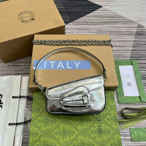 Gucci 774209 Gucci Horsebit 1955 Mini Shoulder Bag Silver - Default Title - View 1