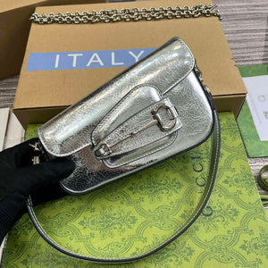 Gucci 774209 Gucci Horsebit 1955 Mini Shoulder Bag Silver - Default Title - View 4