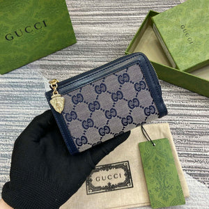 Gucci 790037 Gucci Luce mini zip wallet Blue leather - Default Title - View 2