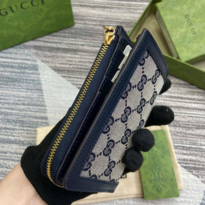 Gucci 790037 Gucci Luce mini zip wallet Blue leather - Default Title - View 4