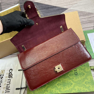 Gucci 795005 GG Dionysus small shoulder bag Wine Red patent leather logo - Default Title - View 8