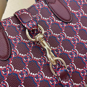 Gucci 795349 Small Tote Bag With Hook Closure Wine red and multicolour leather - Default Title - View 7