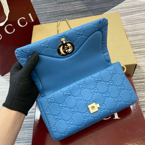 Gucci 806017 GG Milano Mini Top Handle Bag Blue GG puffy leather - Default Title - View 7