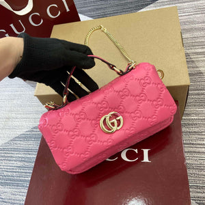Gucci 806017 GG Milano Mini Top Handle Bag Pink GG puffy leather - Default Title - View 5