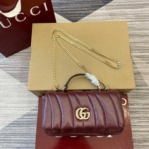 Gucci 806017 GG Milano Mini Top Handle Bag Red puffy quilted leather - Default Title - View 1