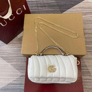 Gucci 806017 GG Milano Mini Top Handle Bag White puffy quilted leather - Default Title - View 1