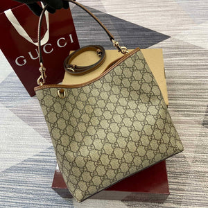 Gucci 815103 GG Emblem bucket bag Beige and dark brown - Default Title - View 6