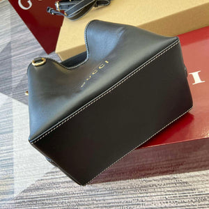 Gucci 815118 GG Emblem Mini Bucket Bag Black smooth leather - Default Title - View 10
