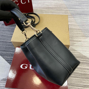 Gucci 815118 GG Emblem Mini Bucket Bag Black smooth leather - Default Title - View 3
