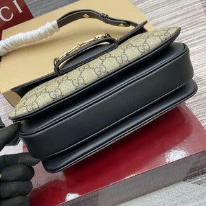 Gucci 815178 Gucci Horsebit 1955 Soft Medium Shoulder Bag Black leather trim - Default Title - View 4