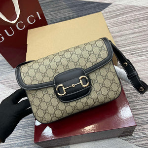 Gucci 815178 Gucci Horsebit 1955 Soft Medium Shoulder Bag Black leather trim - Default Title - View 5
