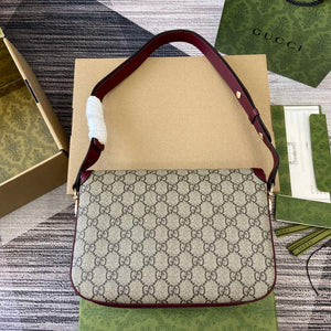 Gucci 815178 Gucci Horsebit 1955 Soft Medium Shoulder Bag Red leather trim - Default Title - View 2