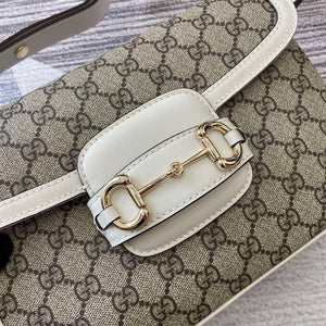 Gucci 815178 Gucci Horsebit 1955 Soft Medium Shoulder Bag White leather trim - Default Title - View 5