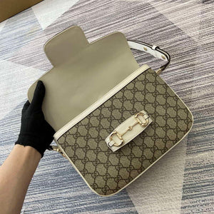 Gucci 815178 Gucci Horsebit 1955 Soft Medium Shoulder Bag White leather trim - Default Title - View 7