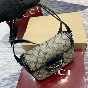 Gucci 815205 Gucci Horsebit 1955 Soft Small Shoulder Bag Black leather trim - Default Title - View 4