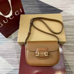 Gucci 815205 Gucci Horsebit 1955 Soft Small Shoulder Bag Brown - Default Title - View 1