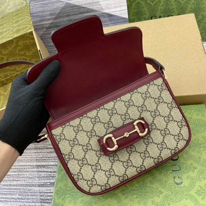 Gucci 815205 Gucci Horsebit 1955 Soft Small Shoulder Bag Red leather trim - Default Title - View 6