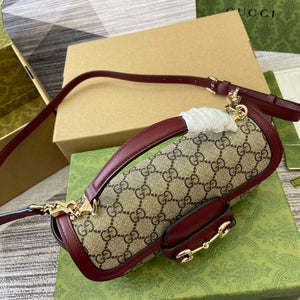 Gucci 815206 Gucci Horsebit 1955 Soft Small Top Handle Bag Red leather trim - Default Title - View 6