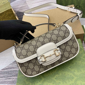 Gucci 815206 Gucci Horsebit 1955 Soft Small Top Handle Bag White leather trim - Default Title - View 4
