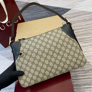 Gucci 815216 GG Emblem medium shoulder bag Beige and Black - Default Title - View 8