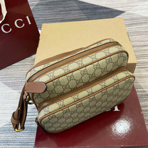 Gucci 821160 GG Emblem medium crossbody bag Beige and dark brown - Default Title - View 4