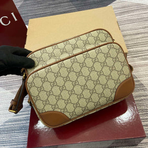 Gucci 821160 GG Emblem medium crossbody bag Beige and dark brown - Default Title - View 5
